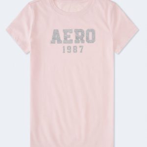 Aero 1987 Glitter Graphic Tee - Peach Whip