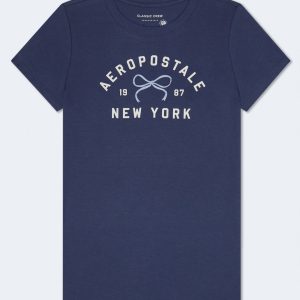 Aeropostale Arch Bow Graphic Tee - Blue Nights