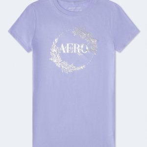 Aero Floral Circle Foil Graphic Tee - Sweet Lavender