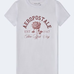 Aeropostale Arch Rose Graphic Tee - Bleach