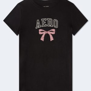 Aero Leopard Bow Graphic Tee - Black Fox