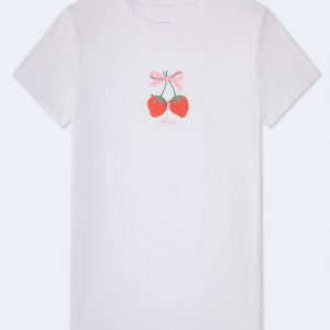 Aero Strawberry Bow Graphic Tee - Bleach