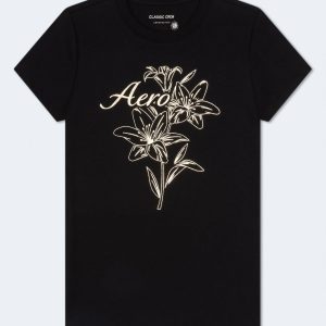 Aero Floral Foil Graphic Tee - Black Fox