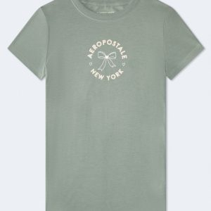 Aeropostale Circle Bow Foil Graphic Tee - Dusty Rosemary