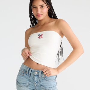 Seriously Soft Americana Bow Tube Top - Cream