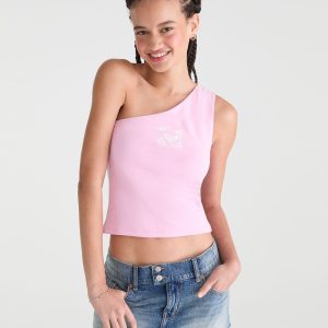 Roxy Logo One-Shoulder Tank Top - Naturally Pink