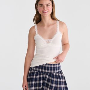 Seriously Soft Y2K Lace V-Neck Cami - Cream