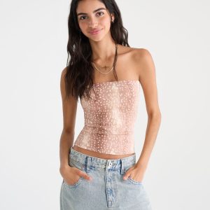 Déjà For Aero Deer Print Tube Top - Cream