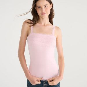 Lace Square-Neck Cami - Mermaid Pink