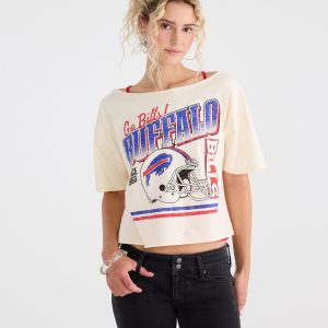 Buffalo Bills Off-The-Shoulder Graphic Tee - White