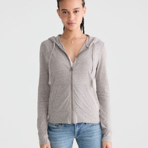 Lightweight Full-Zip Hoodie - Med Hthr Grey