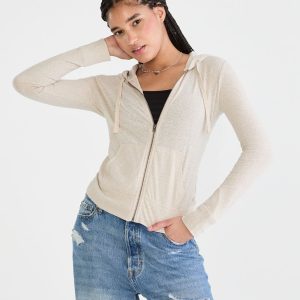 Lightweight Full-Zip Hoodie - Almond Cake