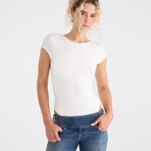 Short Sleeve Buttery Soft Crew Bodysuit - Cream
