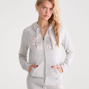 Aeropostale NY Full-Zip Hoodie - Light Heather Grey