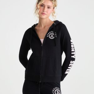 Aero Rhinestone Crest Full-Zip Hoodie - Black Fox