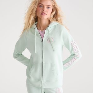 Aero Rhinestone Crest Full-Zip Hoodie - Green Tinge