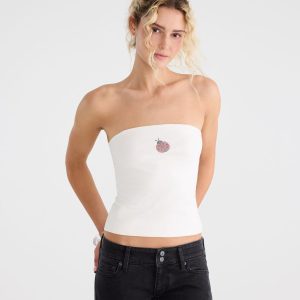Seriously Soft Ladybug Tube Top - White