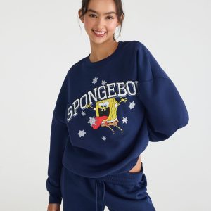 SpongeBob x Aero Snowflakes Crew Sweatshirt - Naval Blue