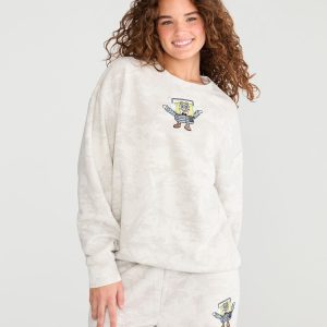 SpongeBob x Aero Forest Camo Crew Sweatshirt - Cream