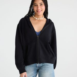 Cloud Soft Oversized Full-Zip Hoodie - Black Fox
