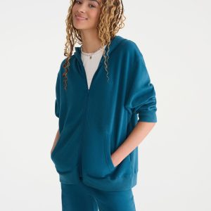 Cloud Soft Oversized Full-Zip Hoodie - Aruba Teal
