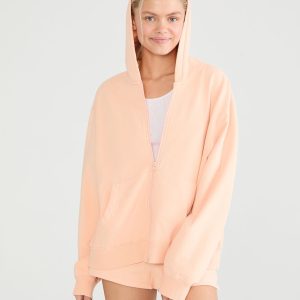 Cloud Soft Oversized Full-Zip Hoodie - Burnt Coral