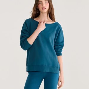 Cloud Soft Oversized Off-The-Shoulder Sweatshirt - Aruba Teal