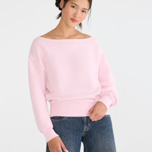 Cloud Soft Oversized Off-The-Shoulder Sweatshirt - Mermaid Pink