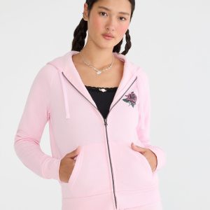 Cloud Soft Rose Locket Full-Zip Hoodie - Mermaid Pink