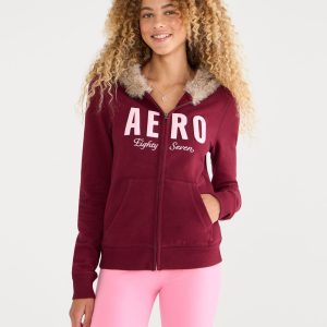 Aero Eighty Seven Faux Fur Full-Zip Hoodie - Classic Auburn