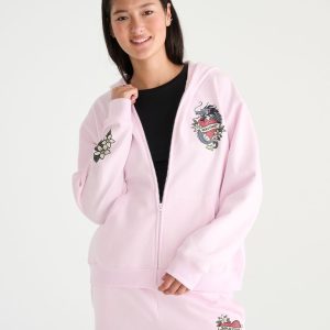 Déjà For Aero Gold Coast Dragon Oversized Full-Zip Hoodie - Pink