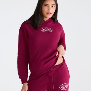 Von Dutch Logo Pullover Hoodie - Deep Claret