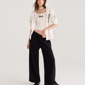 Cloud Soft Mid-Rise Wide Leg Sweatpants - Black Fox