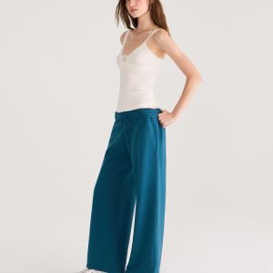 Cloud Soft Mid-Rise Wide Leg Sweatpants - Aruba Teal