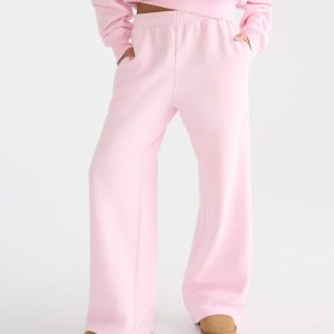 Cloud Soft Mid-Rise Wide Leg Sweatpants - Mermaid Pink