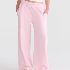 Cloud Soft Mid-Rise Wide Leg Sweatpants - Peach Whip