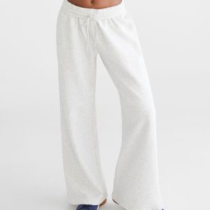 Mid-Rise Wide Leg Sweatpants - Lightest Heather Grey