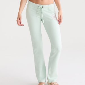 Aeropostale Rhinestone Crest Fit & Flare Sweatpants - Green Tinge