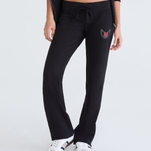 Cloud Soft Winged Heart Fit & Flare Sweatpants - Black