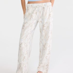 Cloud Soft Forest Camo Mid-Rise Straight Leg Sweatpants - Cream