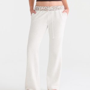 Cloud Soft Leopard Star Mid-Rise Slim Bootcut Sweatpants - Lightest Heather Grey