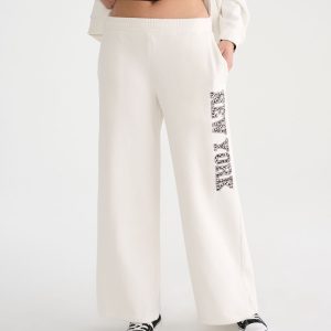 Déjà For Aero Leopard New York Mid-Rise Wide Leg Sweatpants - Cream