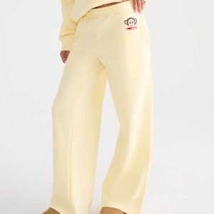 Paul Frank I Heart Julius High-Rise Wide Leg Sweatpants - Yellow