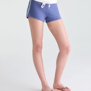 Roxy Hibiscus Stripe Low-Rise Fleece Shorts - Inidigo Blue