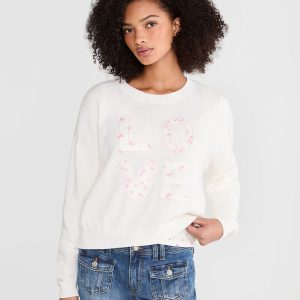 Patchwork Love Crew Sweater - Cream
