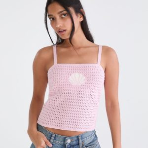 Seashell Sweater Tube Top - Mermaid Pink
