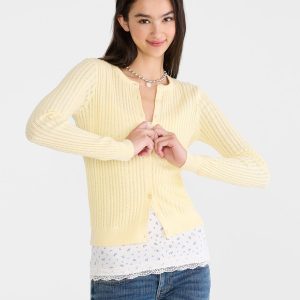 Ribbed Crew Cardigan - Solaria