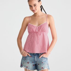 Gingham Babydoll Cami - Classic Red