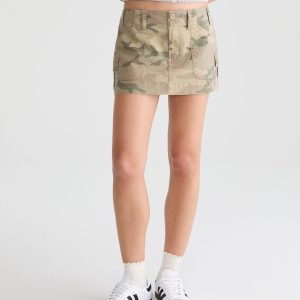 Twill Cargo Low-Rise Mini Skirt - Organic Olive