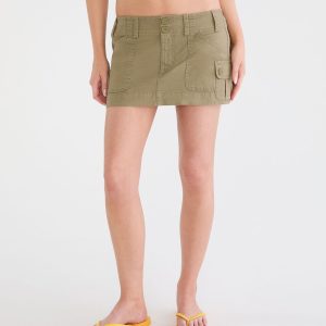 Twill Cargo Low-Rise Mini Skirt - Calliste Green
